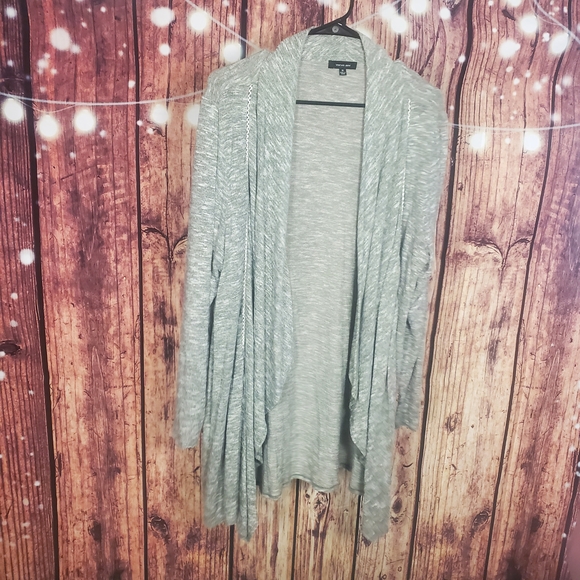 Verve Ami Sweaters - Verve Ami Light Gray And Green Draped Cardigan